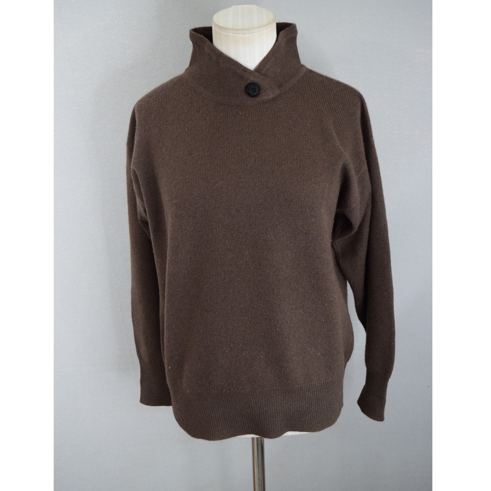 Lady Brittany Ltd Cashmere Sweater Small? Brown Mock Neck Scotland Womens Vtg